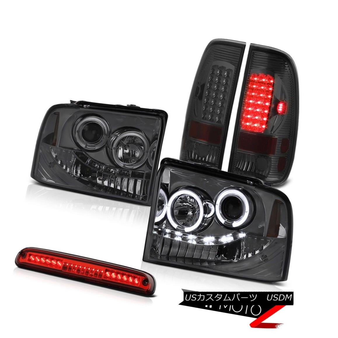 テールライト 05-07 F350 King Ranch Dark Halo LED Headlamps Smoke Taillights High Brake Cargo 05-07 F350キングランチダークハローLEDヘッドランプ煙煙ハイブレーキ貨物 【並行輸入品】