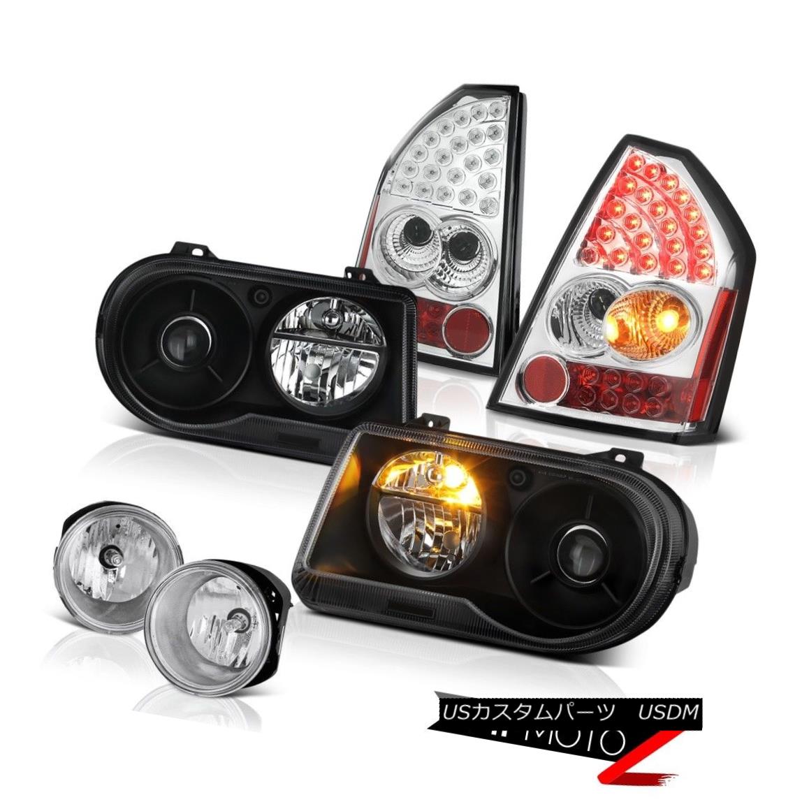 テールライト Pair Black Headlamps LED Taillamps Chrome Sterling Fog 2005-2007 Chrysler 300C ペアブラックヘッドランプLEDタイルランプChrome Sterling Fog 2005-2007 Chrysler 300C 【並行輸入品】
