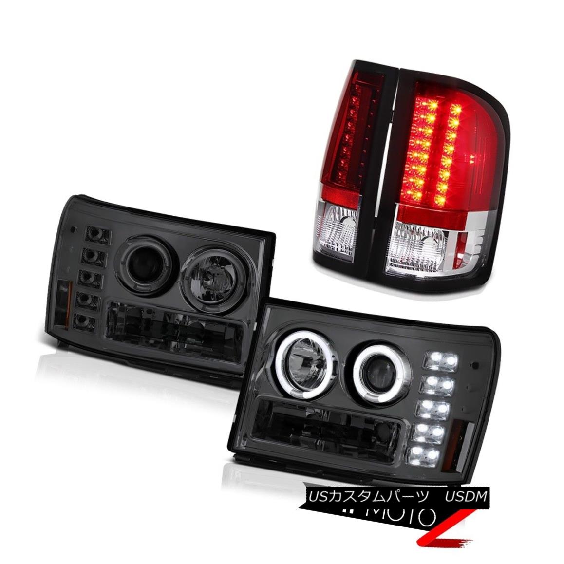 テールライト 08-14 GMC Sierra 3500 DRW WT Smoke Projector Headlights Halo Chrome LED Taillamp 08-14 GMC Sierra 3500 DRW with SmokeプロジェクターヘッドライトHalo Chrome LEDテールランプ 【並行輸入品】
