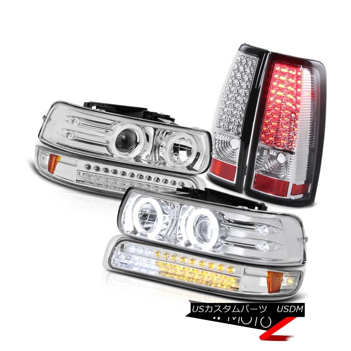 テールライト 1999-2002 Chevrolet Silverado Halo Angel Eye Headlights Parking Rear Tail Lights 1999-2002シボレーシルバラードヘイローエンジェルアイヘッドライトパーキングリアテールライト 【並行輸入品】