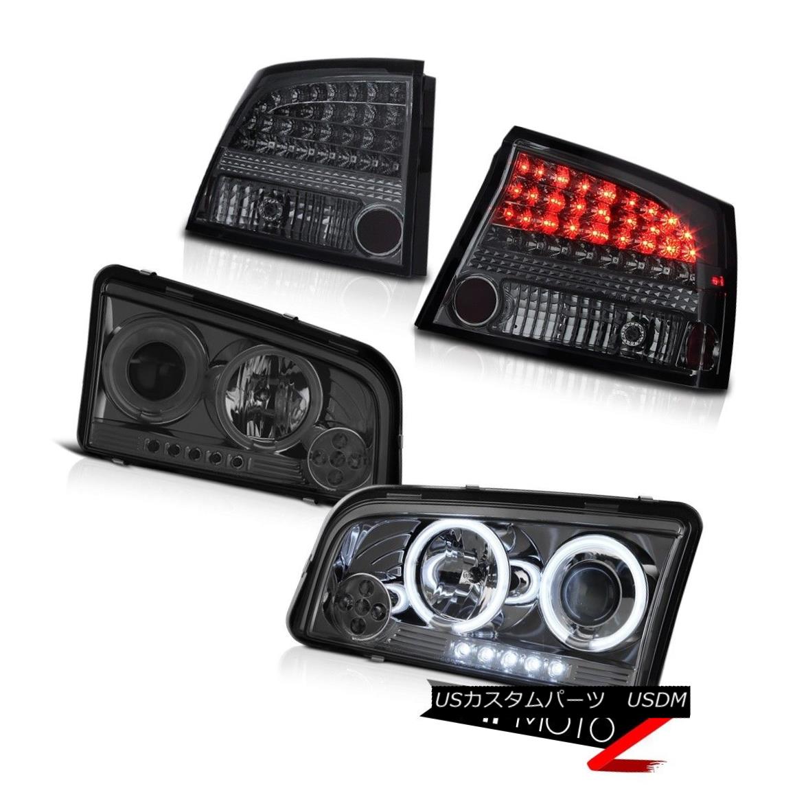 テールライト 2009 2010 Charger 5.7L Angel Eye Halo CCFL Headlight Smoke Rear Brake Tail Light 2009年2010充電器5.7LエンジェルアイハローCCFLヘッドライトスモークリアブレーキテールライト 【並行輸入品】