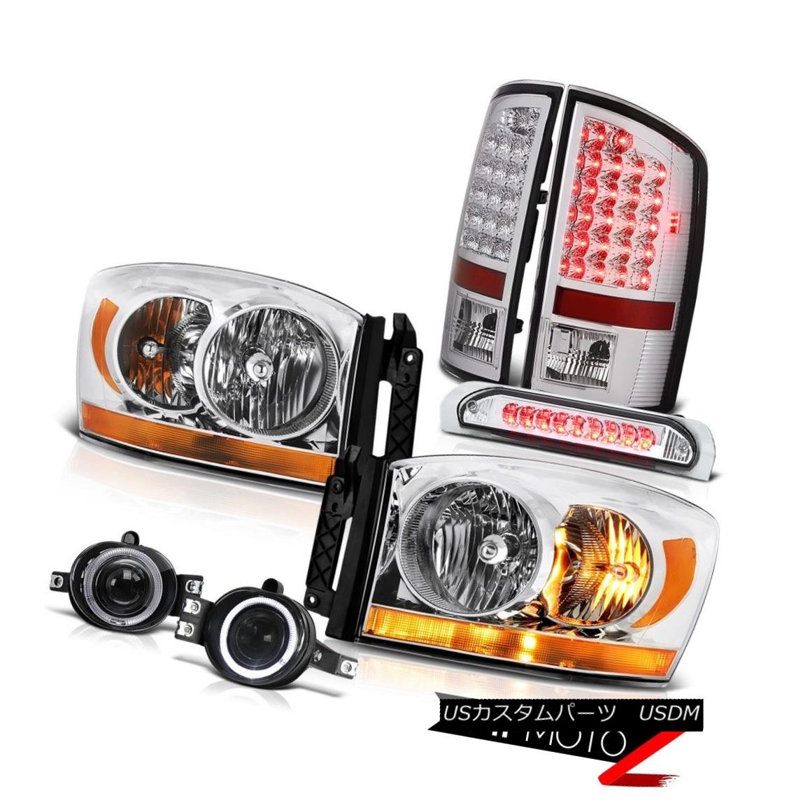 テールライト 2006 Ram 4.7L Chrome Headlamps Foglights Roof Brake Light Tail Lights Oe Style 2006ラム4.7LクロームヘッドランプフォグライトルーフブレーキライトテールライトOEスタイル 【並行輸入品】