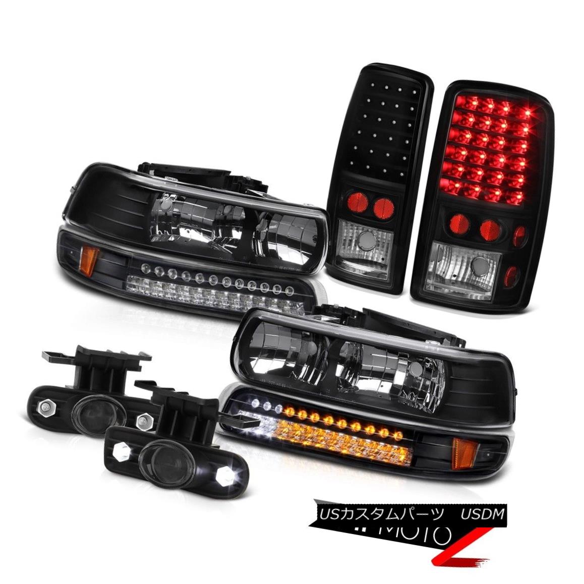 テールライト 2000-2006 Tahoe LS Pair Black Headlights LED Tail Lights Projector Bumper Fog 2000-2006タホLSペアブラックヘッドライトLEDテールライトプロジェクターバンパーフォグ 【並行輸入品】