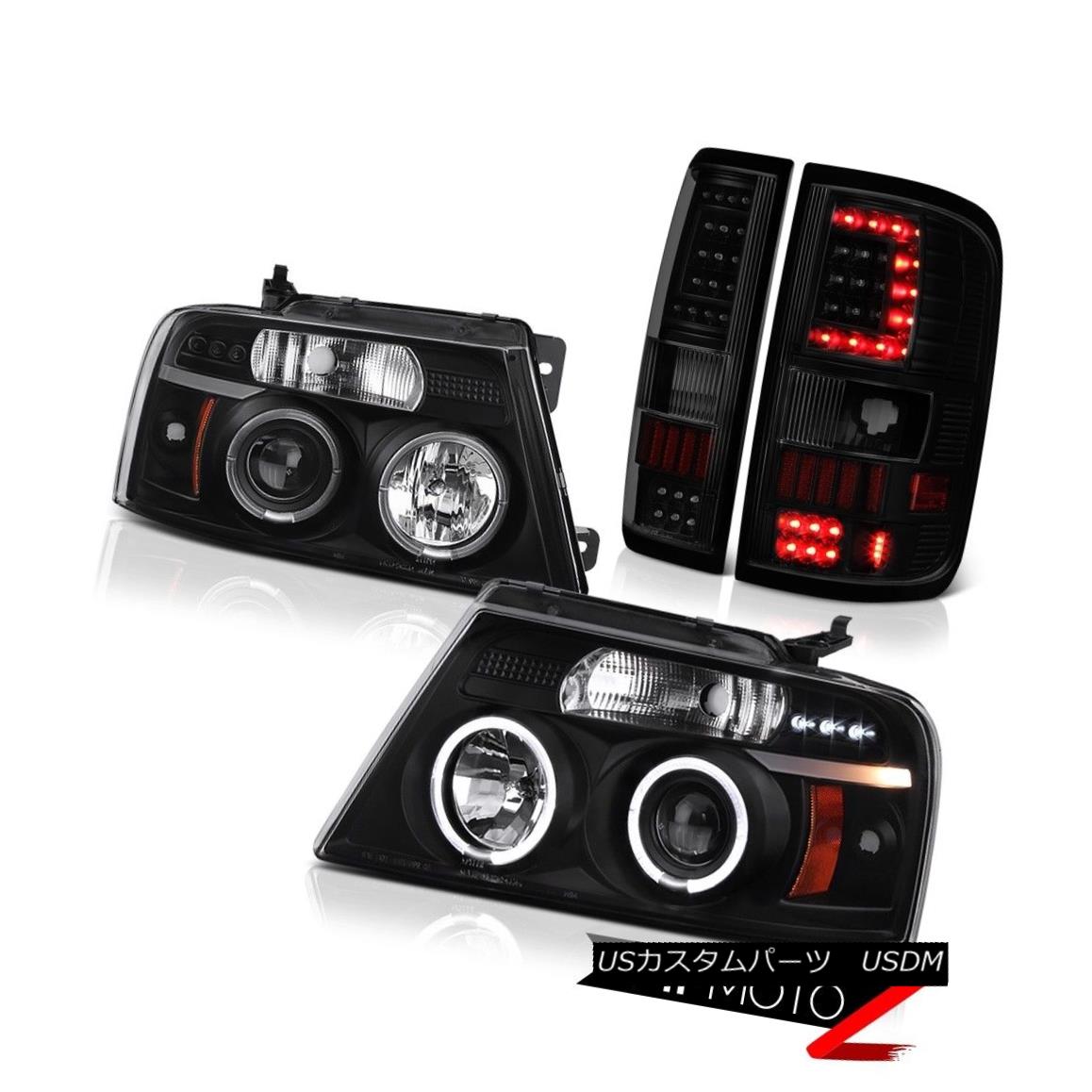 テールライト 04-07 08 Ford F150 F-150 Dark Tinted Fiber Optic Tail Lamp Projector Head Pair 04-07 08フォードF150 F-150ダークティンテッドファイバーテールランププロジェクターヘッドペア 【並行輸入品】