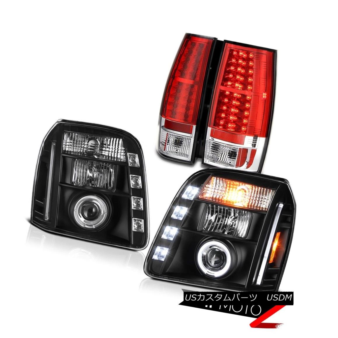 テールライト 07-14 GMC Yukon SLE Wine Red Rear Brake Lights Black Headlamps SMD Angel Eyes 07-14 GMCユーコンSLEワインレッドリアブレーキライトブラックヘッドランプSMDエンジェルアイズ 【並行輸入品】