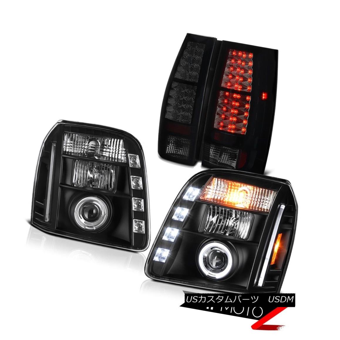 テールライト 07-14 GMC Yukon XL Denali Dark Tinted Tail Brake Lamps Black Headlamps Halo Rim 07-14 GMCユーコンXLデナリダークテールテールブレーキランプブラックヘッドランプハローリム 【並行輸入品】