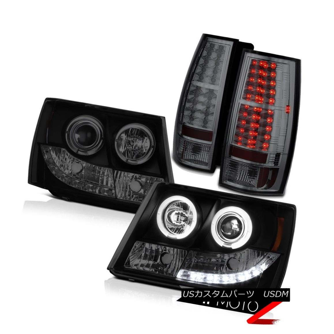 テールライト 2007-14 Chevrolet Suburban Tahoe LED Bulbs Tail Lights Halo Rim Headlights Smoke 2007?14年シボレー郊外のタホのLED電球テールライトハローリムヘッドライトスモーク 【並行輸入品】
