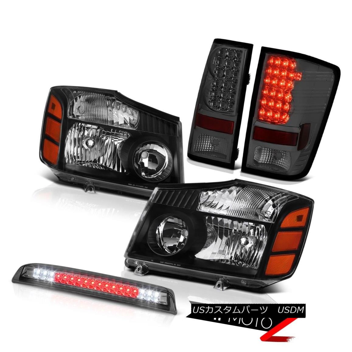 テールライト For 04-15 Titan SE LH+RH Black Headlamp L.E.D Tail Light Smoke Third Brake Cargo 04-15タイタンSE LH + RHブラックヘッドランプL.E.Dテールライトスモークサードブレーキ貨物 【並行輸入品】