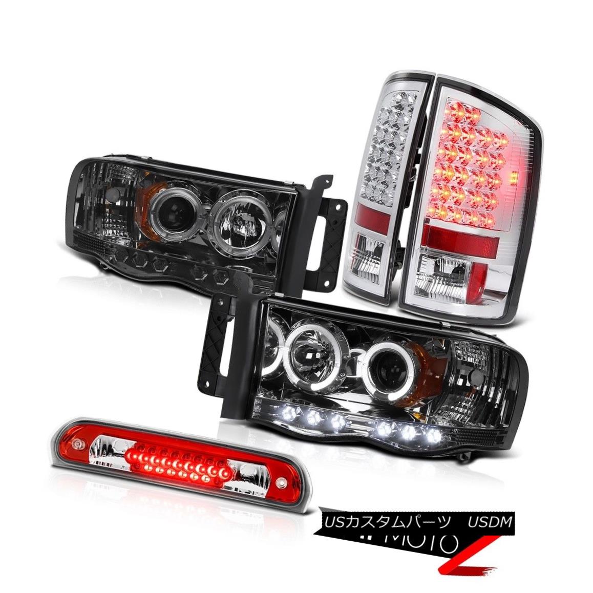 テールライト Pair Smoke Halo Headlights Brake Taillights Red Third LED 02 03 04 05 Ram 1500 ペア煙ハローヘッドライトブレーキテールライトレッドサードLED 02 03 04 05ラム1500 【並行輸入品】