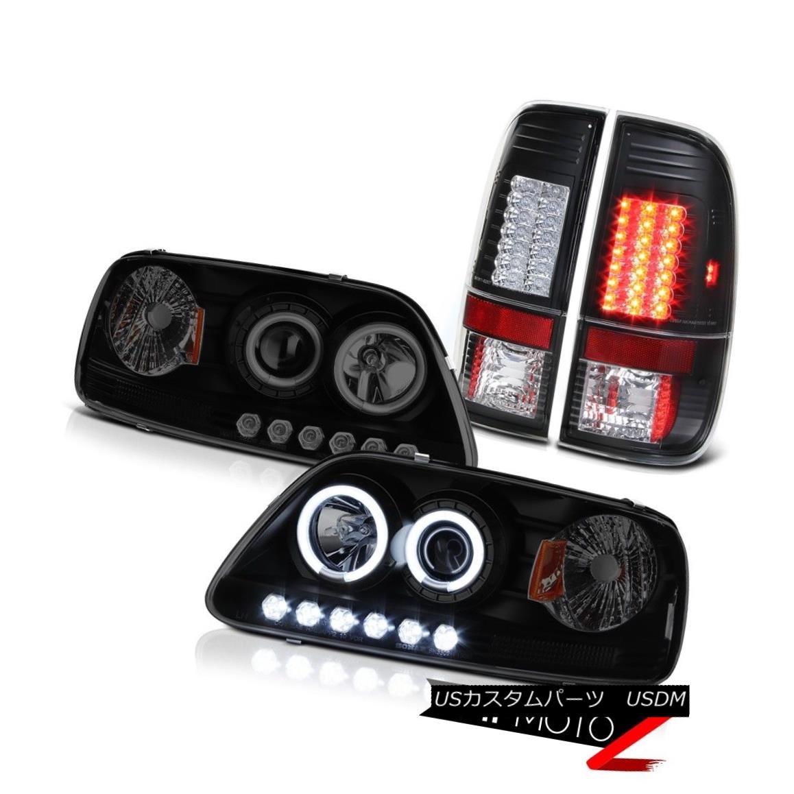 テールライト F150 Supercharged 1997 1998 CCFL Angel Eye Projector Headlight Black Tail Lights F150スーパーチャージャー1997 1998 CCFLエンジェルアイプロジェクターヘッドライトブラックテールライト 【並行輸入品】