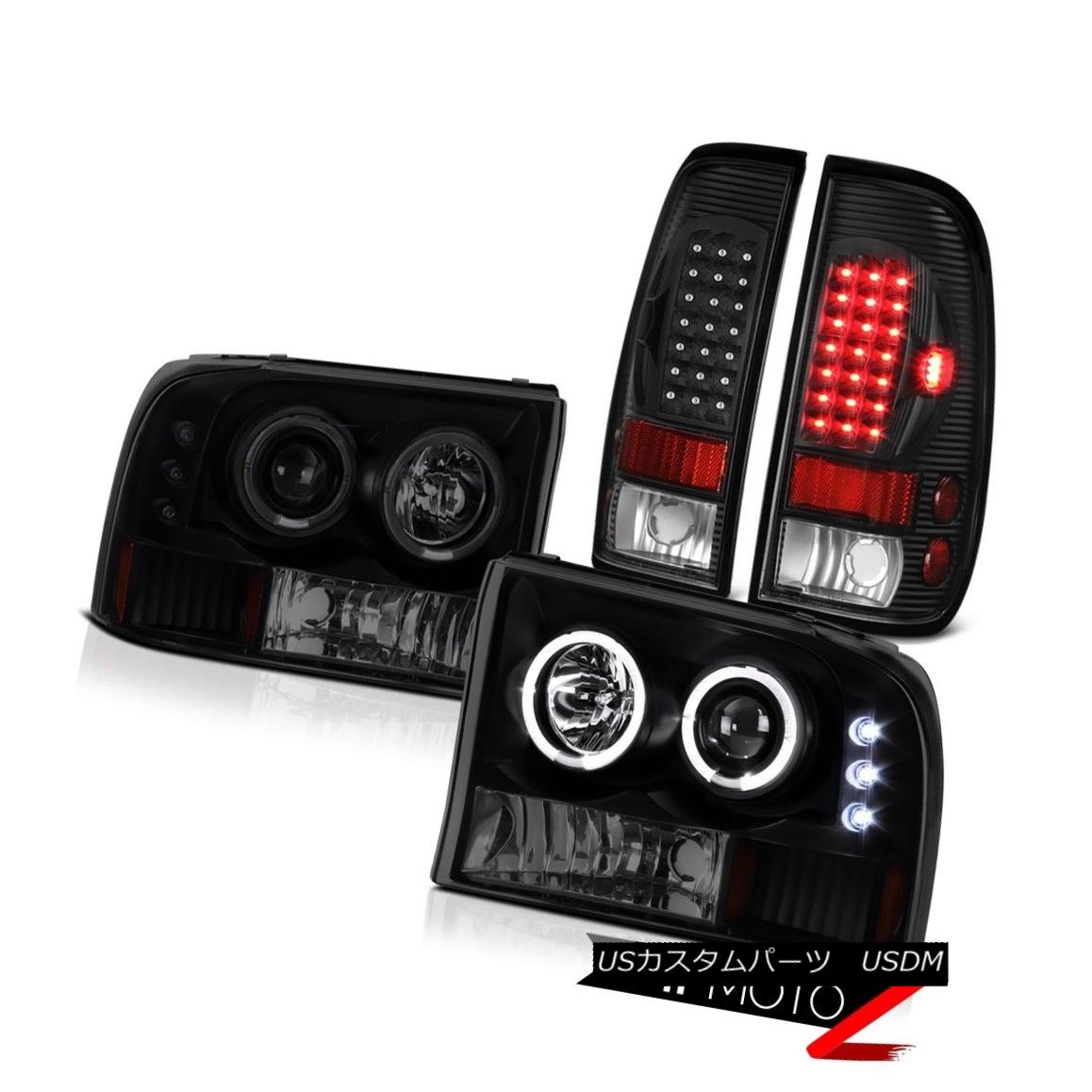 テールライト 99-04 F250 F350 F450 SuperDuty Black LED Taillamps Smoke Halo Signal Headlights 99-04 F250 F350 F450 SuperDuty Black LEDタイルランプスモークハロー信号ヘッドライト 【並行輸入品】
