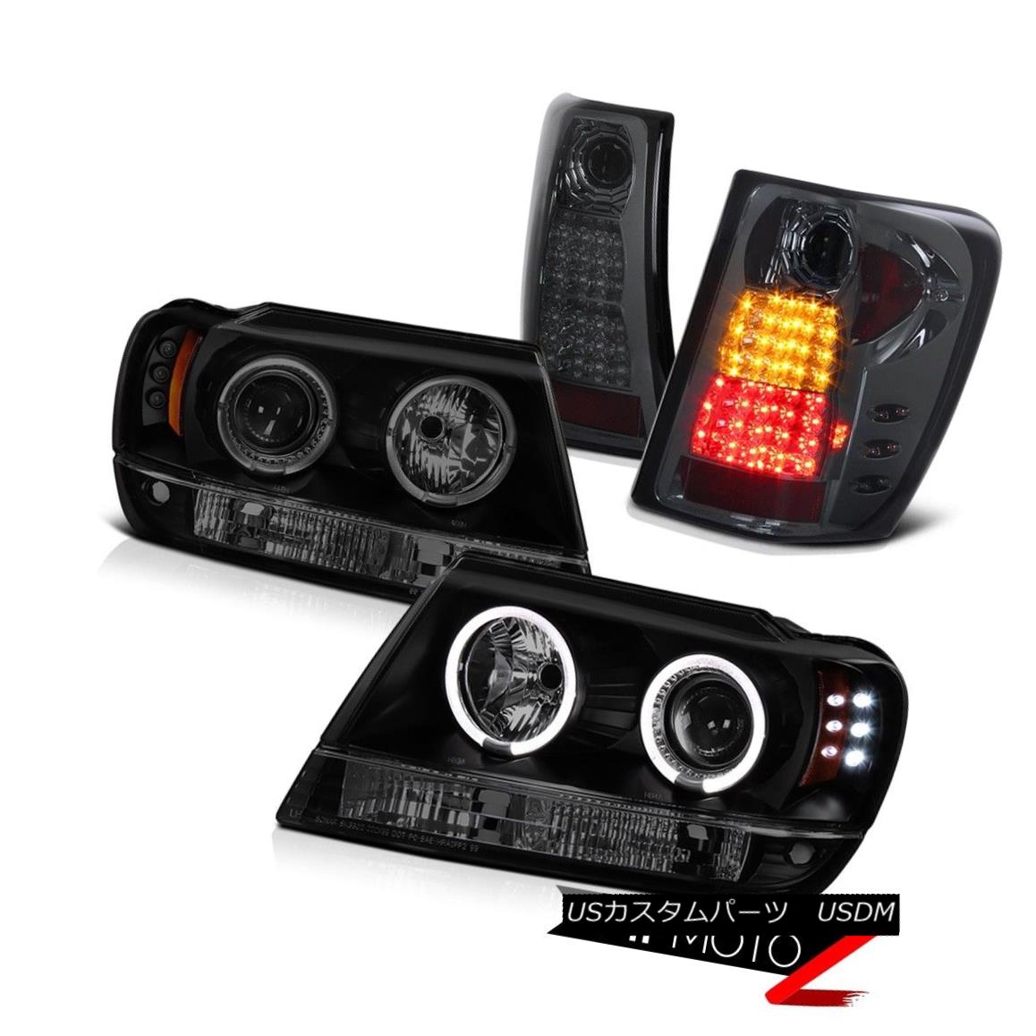 テールライト Grand Cherokee 99-04 WG Sinister Black LED Halo Headlight Smoke Rear Brake Lamp グランドチェロキー99-04 WGシニスターブラックLEDハローヘッドライトスモークリアブレーキランプ 【並行輸入品】 61,408円
