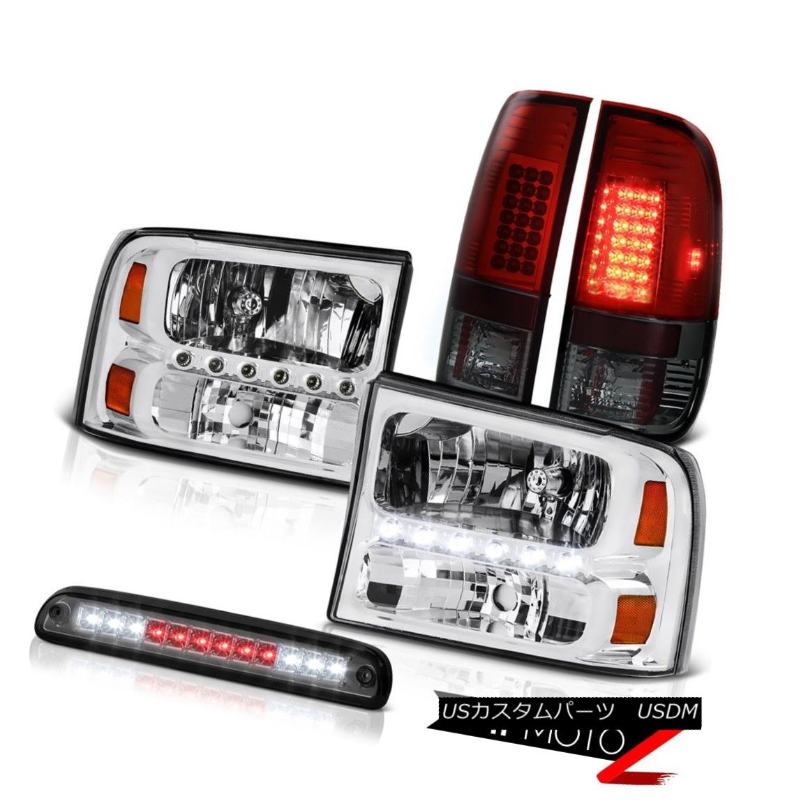 テールライト Pair Clear Headlights High Stop LED Smoke Wine Tail Light 99-04 F250 King Ranch 対クリアヘッドライトハイストップLEDスモークワインテールライト99-04 F250キングランチ 【並行輸入品】