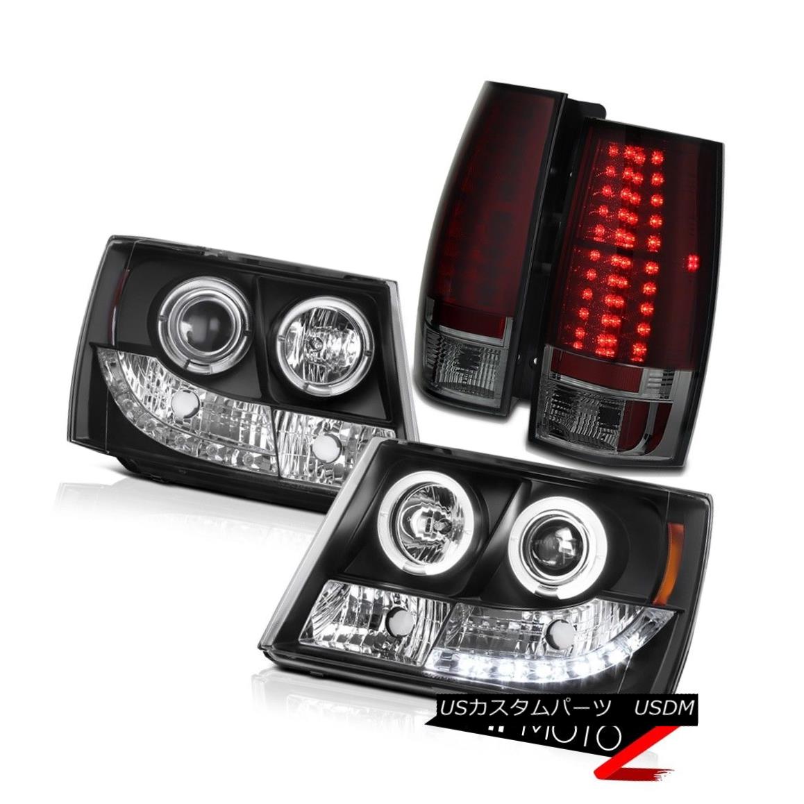 テールライト L+R SMOKEY RED LED Tail Light+HaLo Proejctor Headlights Chevy 2007-2013 Suburban L + R SMOKED RED LEDテールライト+ハロープロジェクターヘッドライトChevy 2007-2013郊外 【並行輸入品】