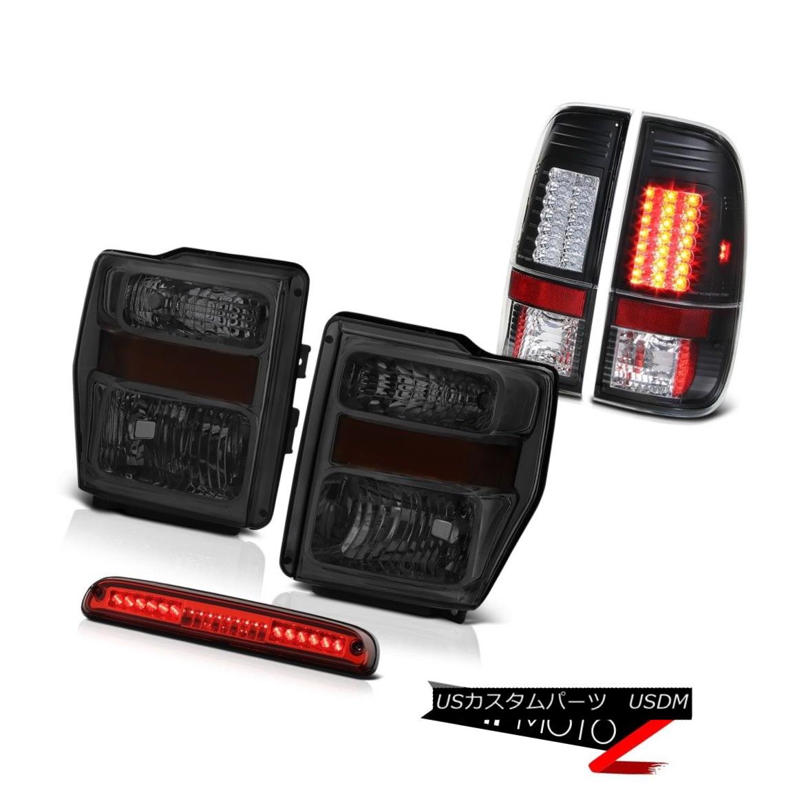 テールライト Dark Smoke Headlamps 3rd Brake Red LED Black Tail Lights 2008-2010 F250 5.4L ダークスモークヘッドランプ第3ブレーキレッドLEDブラックテールライト2008-2010 F250 5.4L 【並行輸入品】