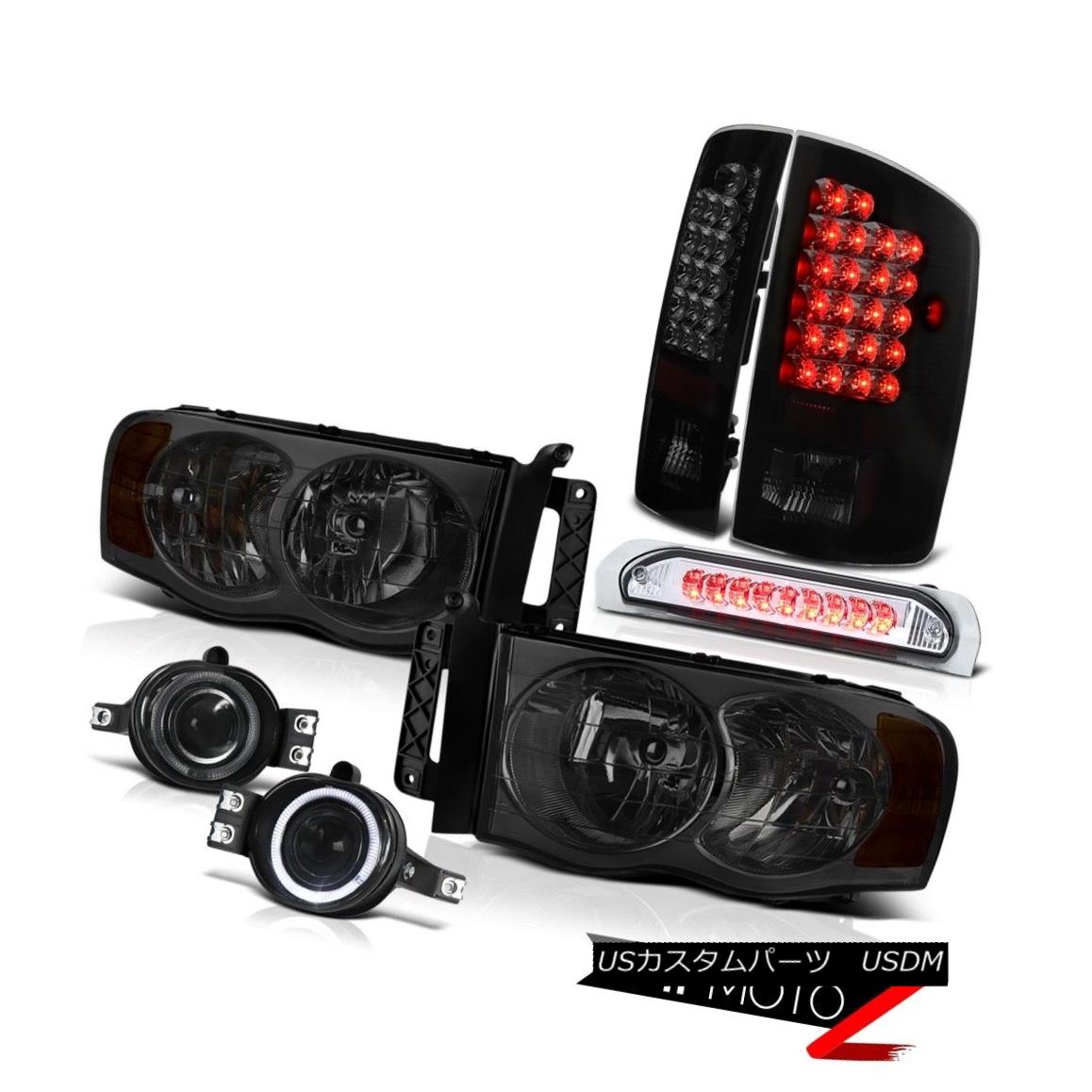 テールライト Dodge Ram 2500 Halo Headlamps+ Tail Lights+Driving Fog+LED Third Brake 2003-2005 ダッジラム2500ハローヘッドランプ＆テールライト+ドライビングフォグ+ LEDサードブレーキ2003-2005 【並行輸入品】