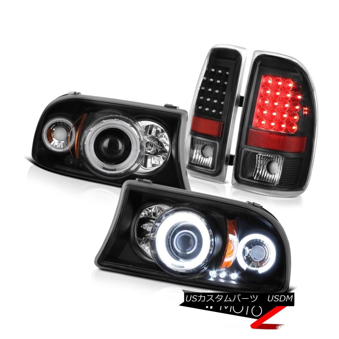 テールライト Brightest CCFL Angel Eye Black Headlight SMD Tail Lights 97-04 Dakota 3.9L 5.2L 最も明るいCCFLエンジェルアイブラックヘッドライトSMDテールライト97-04ダコタ3.9L 5.2L 【並行輸入品】