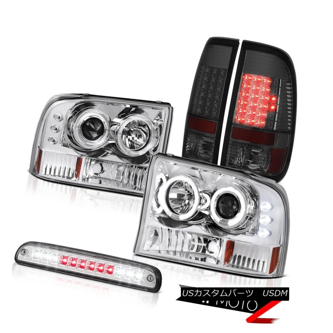 テールライト 99-04 F350 Harley Davidson 2x Halo Projector Headlights Smoke LED Taillamps High 99-04 F350ハーレーダビッドソン2xハロープロジェクターヘッドライトスモークLEDタイルランプ 【並行輸入品】