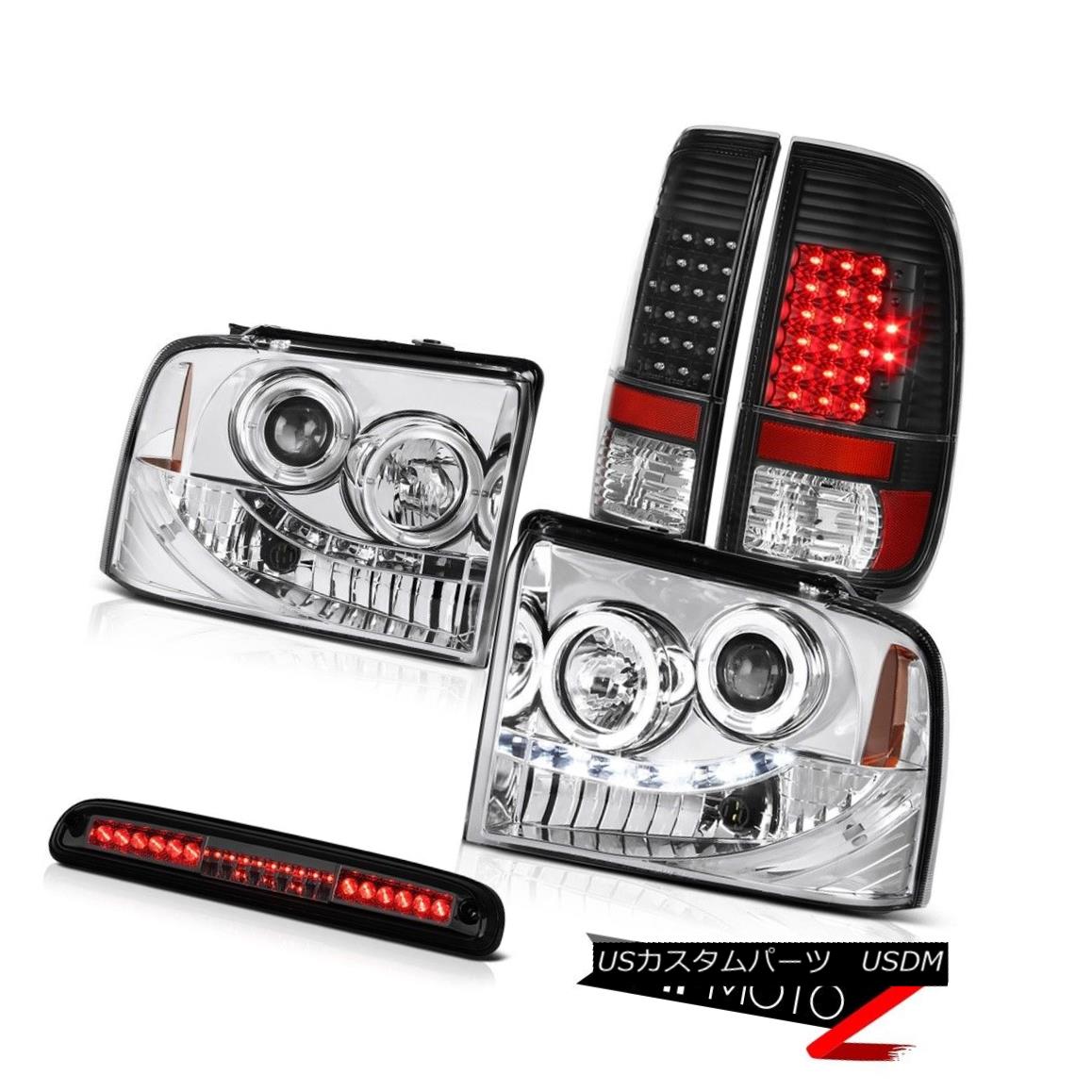 テールライト 05 06 07 F350 Turbo Diesel Dual Halo Rim Headlights Matte Black Tail Lights LED 05 06 07 F350ターボディーゼルデュアルハローリムヘッドライトマットブラックテールライトLED 【並行輸入品】