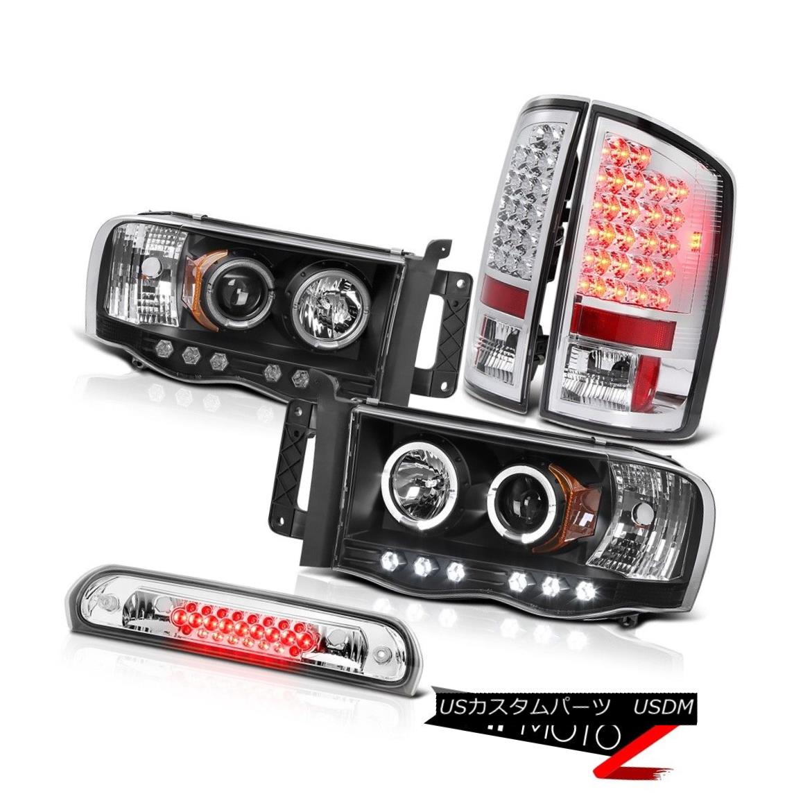 テールライト Projector 2x Angel Eye Headlights LED Taillamp Chrome High Stop 2002-2005 Ram V6 プロジェクター2xエンジェルアイヘッドライトLED Taillamp Chrome High Stop 2002-2005 Ram V6 【並行輸入品】