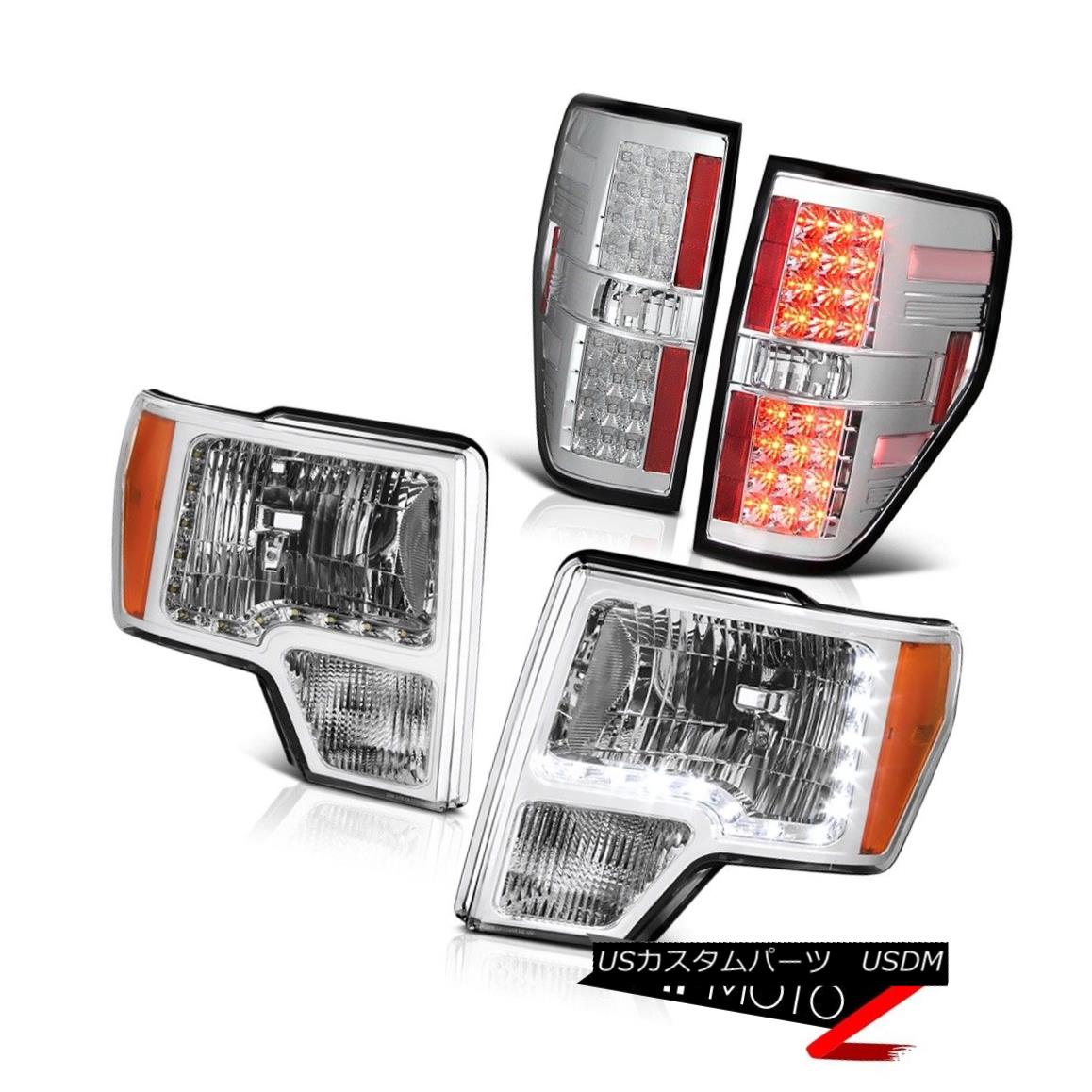テールライト 09-14 F150 Truck Clear Headlamp Signal Light+Euro Chrome LED Crystal Tail Light 09-14 F150トラッククリアヘッドランプ信号ライト+ユーロクロームLEDクリスタルテールライト 【並行輸入品】