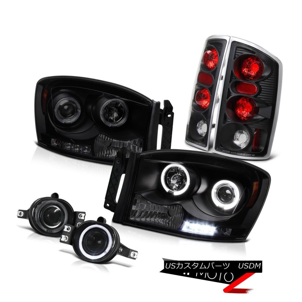 テールライト DODGE RAM 2006 Black Smoke Angel Eye Headlights Tail Lights Projector Fog Lamps DODGE RAM 2006ブラックスモークエンジェルアイヘッドライトテールライトプロジェクターフォグランプ 【並行輸入品】