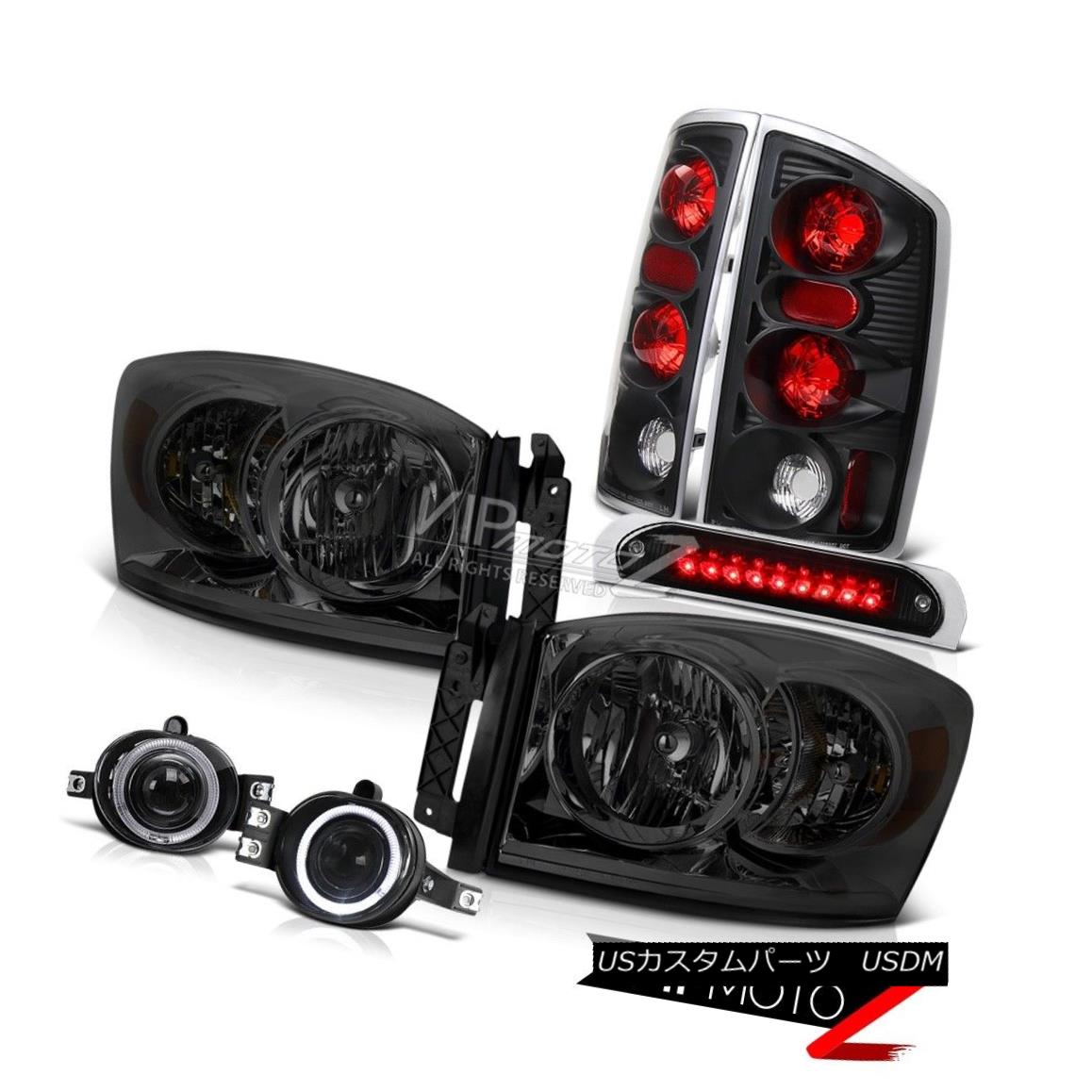 テールライト 06 Ram Hemi Pair Smoke Headlamps Tail Brake Lamps Glass Projector Fog LED Black 06ラムヘミペア煙ヘッドランプテールブレーキランプガラスプロジェクターフォグLEDブラック 【並行輸入品】