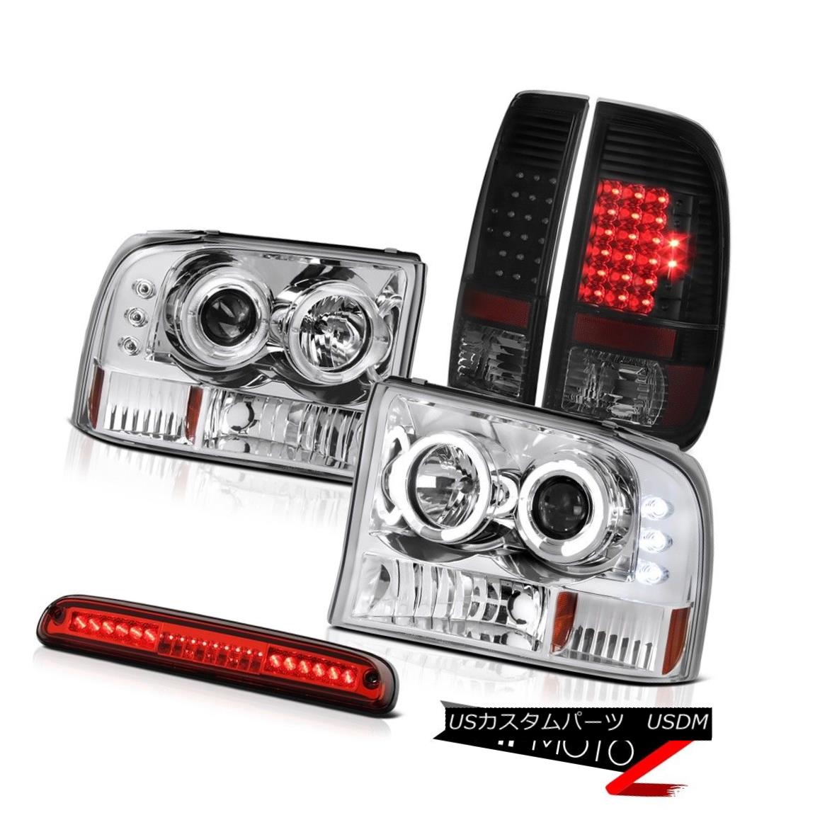 テールライト 99-04 F350 Harley Davidson Dual Halo Headlights LED Tail Lights Wine Red Brake 99-04 F350ハーレーダビッドソンデュアルヘイローヘッドライトLEDテールライトワインレッドブレーキ 【並行輸入品】