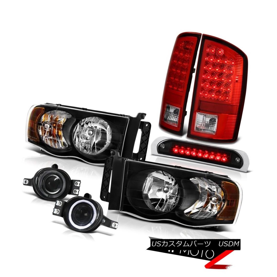 テールライト Pair Black Headlamps Bright L.E.D Taillamps Bumper Fog High 3rd LED 02-05 Ram WS ペアブラックヘッドランプブライトL.E.Dタイルランプバンパーフォグハイ3番目のLED 02-05 Ram WS 【並行輸入品】