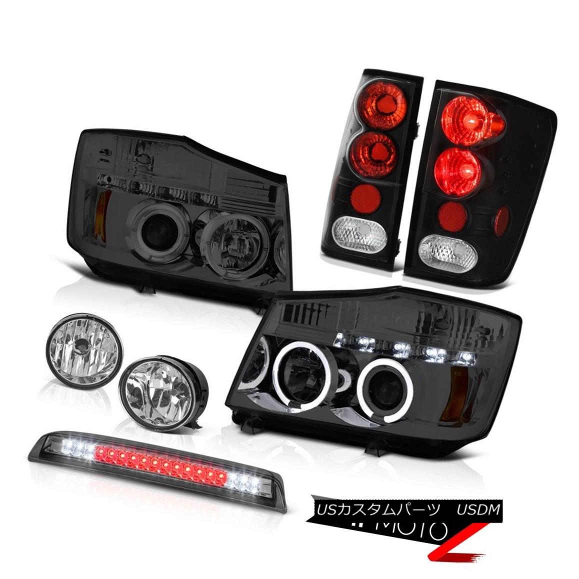テールライト For 04-15 Titan Pro-4X Tinted Headlights Tail Lights Bumper Fog High LED Smoke 04-15タイタンPro-4XティンテッドヘッドライトテールライトバンパーフォグハイLEDスモーク 【並行輸入品】