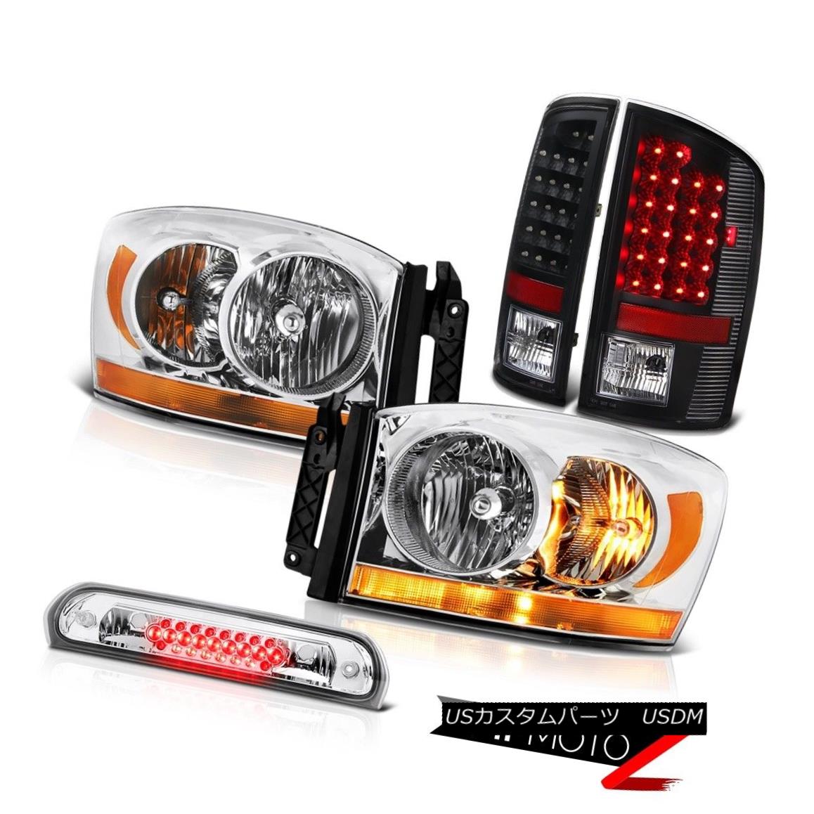 テールライト 07-08 Dodge Ram 1500 5.7L Euro Chrome Headlights 3RD Brake Lamp Rear Lamps SMD 07-08ダッジラム1500 5.7Lユーロクロームヘッドライト3RDブレーキランプリアランプSMD 【並行輸入品】