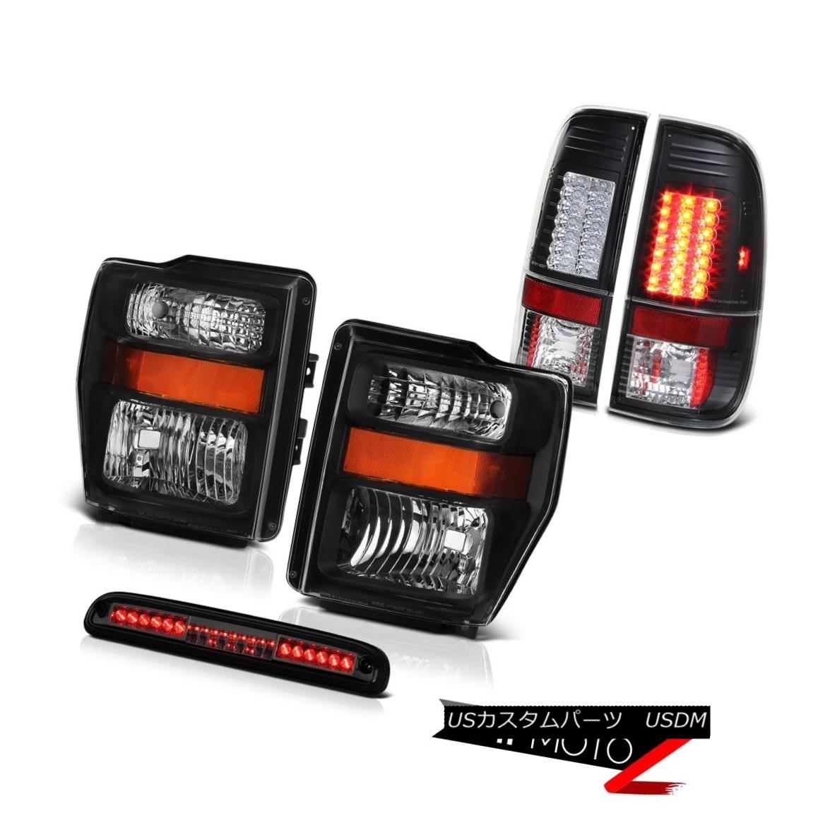 テールライト Left Right Headlights Black LED Tail Lights High Stop Smoke 2008-2010 F350 5.4L 左のライトヘッドライト黒LEDテールライトハイストップスモーク2008-2010 F350 5.4L 【並行輸入品】