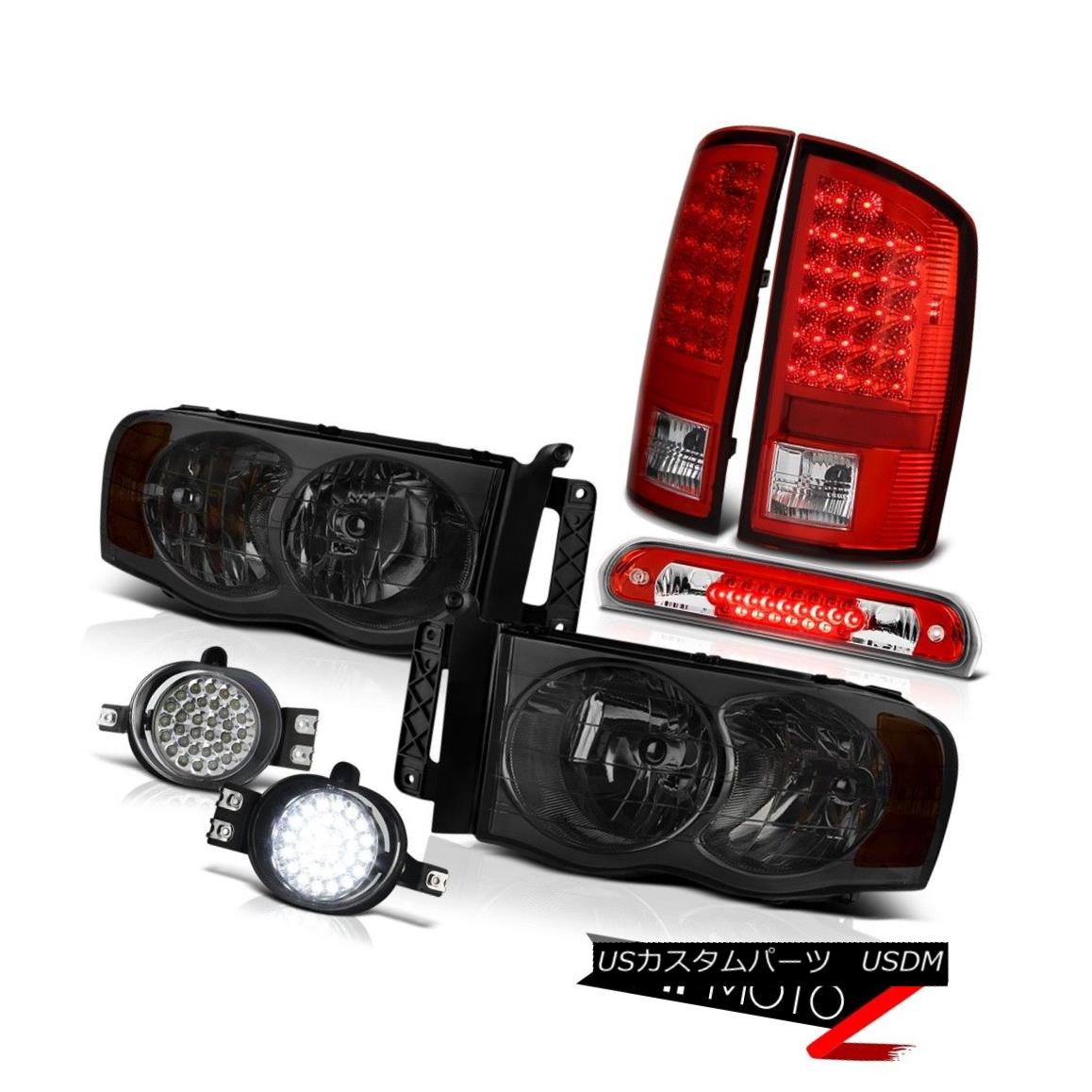 テールライト 2002-2005 Ram 3500 Smoke Headlights LED Taillights Red DRL Fog Kit High Stop 2002-2005 Ram 3500スモークヘッドライトLEDテールライトレッドDRLフォグキットハイストップ 【並行輸入品】