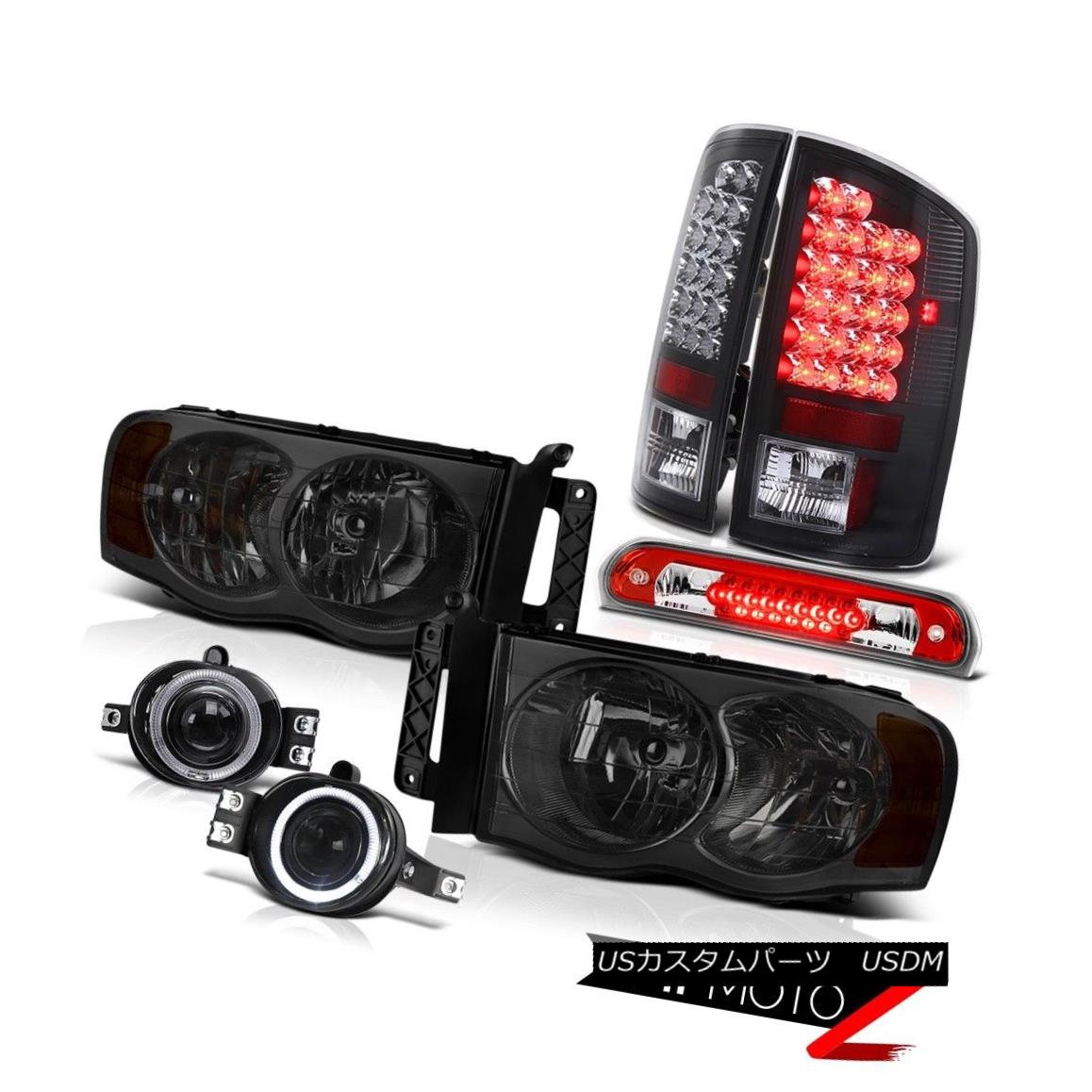 テールライト 2002-2005 Dodge Ram Tinted Crystal Headlamps Black LED Tail Lights Foglights 3rd 2002-2005ダッジラムはクリスタルヘッドランプを着色しましたブラックLEDテールライトFoglights 3rd 【並行輸入品】