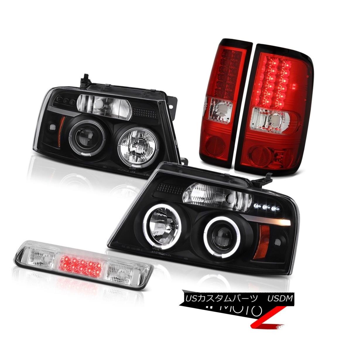 テールライト 2004-2008 Ford F150 XLT Third Brake Lamp Headlights Red Tail Lamps LED Dual Halo 2004-2008フォードF150 XLTサードブレーキランプヘッドライトレッドテールランプLEDデュアルヘイロー 【並行輸入品】