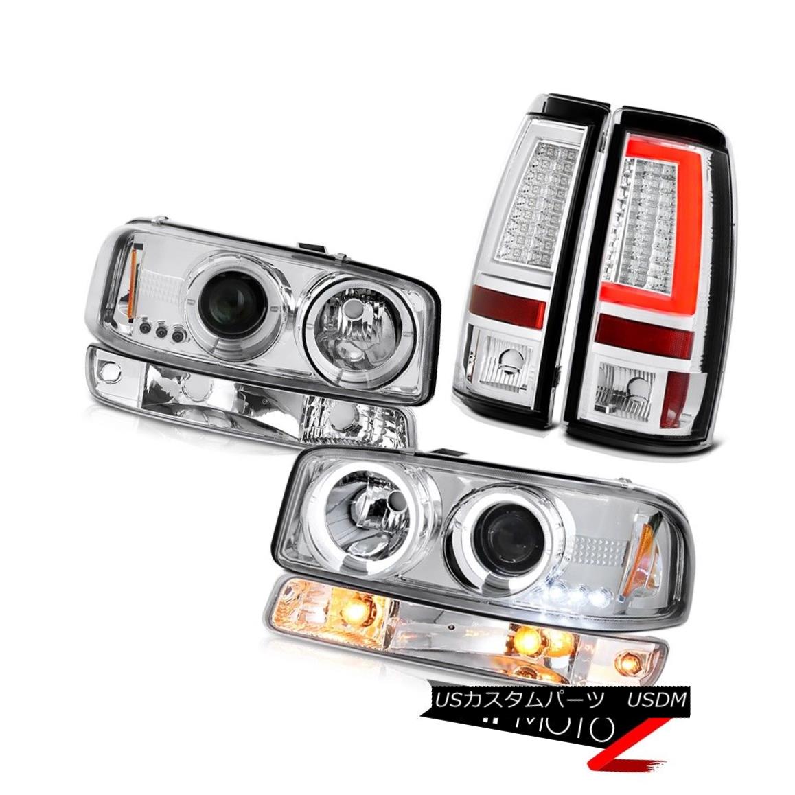 テールライト 99-06 Sierra SLE Crystal Clear Rear Brake Lamps Turn Signal Headlamps Halo Ring 99-06シエラSLEクリスタルクリアリアブレーキランプターンシグナルヘッドランプハローリング 【並行輸入品】