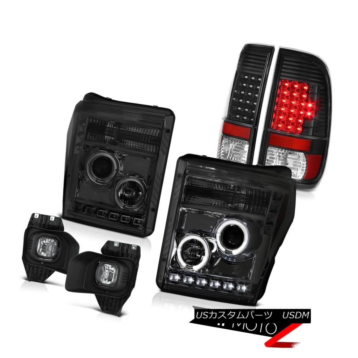 テールライト 11-16 F350 6.7L Chrome Fog Lamps Raven Black Tail Dark Smoke Headlamps Halo Rim 11-16 F350 6.7Lクロムフォグランプレーブンブラックテールダークスモークヘッドランプハローリム 【並行輸入品】
