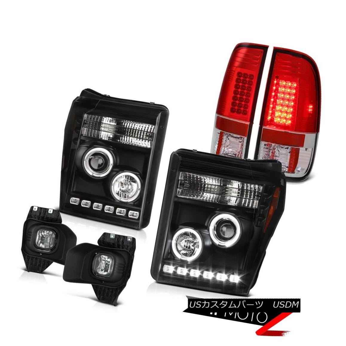 テールライト 2011-2016 F350 6.7L Foglights Rosso Red Tail Lights Black Projector Headlamps 2011-2016 F350 6.7L Foglights Rossoレッドテールライトブラックプロジェクターヘッドランプ 【並行輸入品】