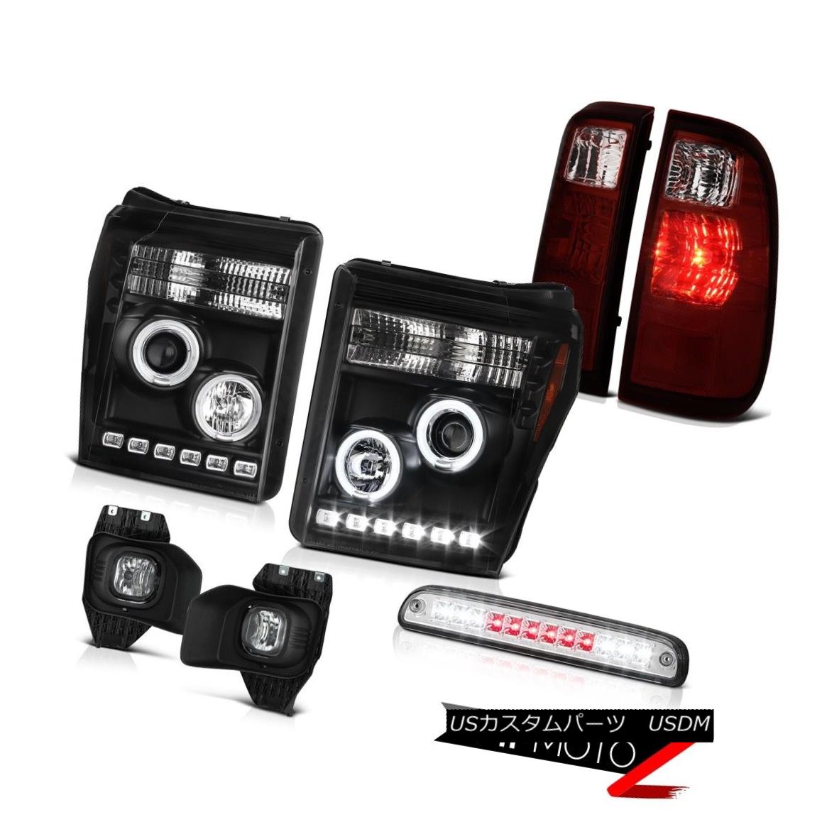テールライト 2011-2016 F350 Turobdiesel 3RD Brake Light Fog Lamps Smokey Red Tail Headlamps 2011-2016 F350ターボディーゼル3RDブレーキライトフォグランプスモークテールヘッドランプ 【並行輸入品】