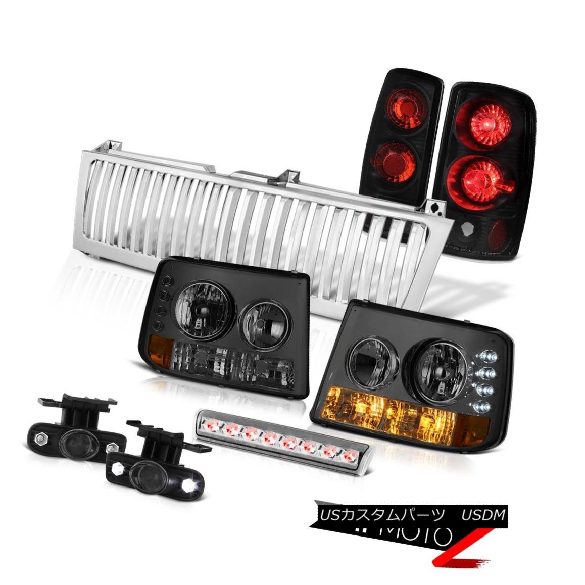 テールライト 00-06 Chevy Tahoe Headlights Black Taillamps Tinted Fog Third Brake LED Chrome 00-06シボレー・タホ・ヘッドライトブラック・タイヤランプティンテッド・フォグサード・ブレーキLEDクローム 【並行輸入品】
