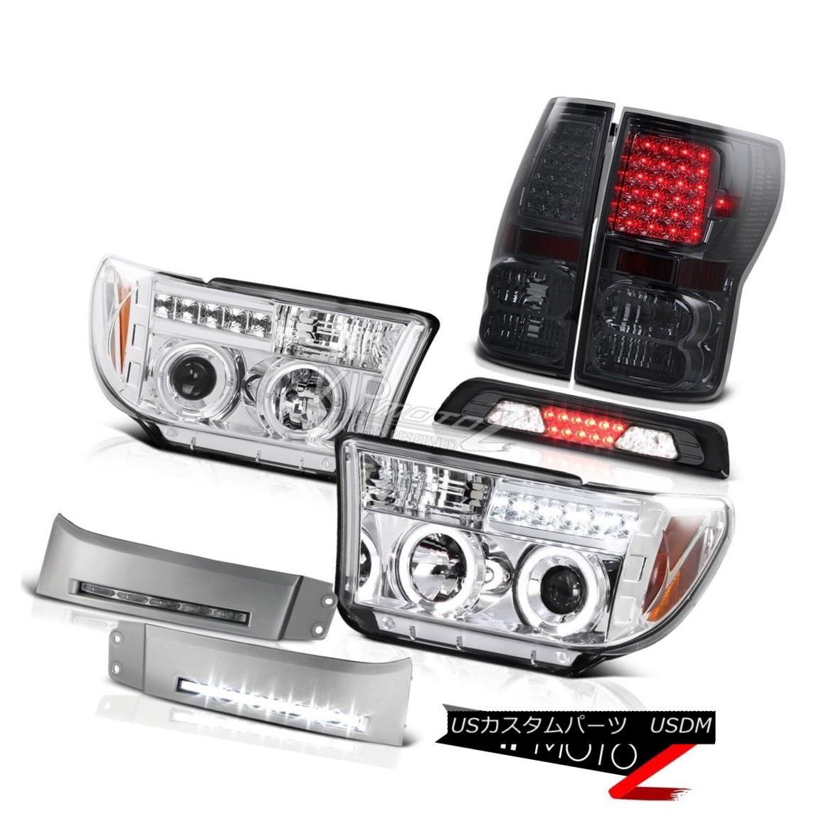テールライト 07-13 Toyota Tundra SR5 DRL Strip High Stop Lamp Taillamps Chrome Headlamps LED 07-13トヨタトンドラSR5 DRLストリップハイストップランプトライアングルクロームヘッドランプLED 【並行輸入品】
