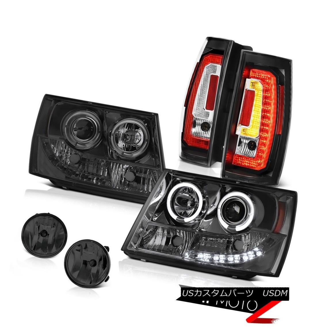 テールライト 07-13 14 Chevy Tahoe Smokey Projector Head Lights Raven Black Tail Spot Pair L+R 07-13 14 Chevy TahoeスモーキープロジェクターヘッドライトレイブンブラックテールスポットペアL + R 【並行輸入品】