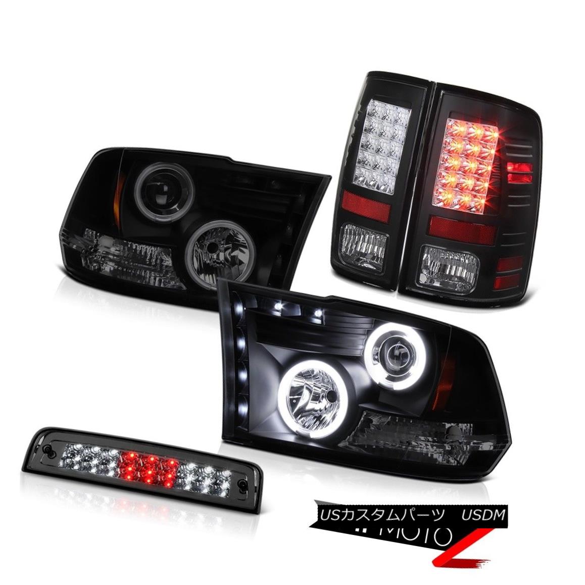 テールライト 09-18 Dodge Ram 1500 SLT Smokey Third Brake Lamp Taillights Headlamps CCFL Ring 09 - 18ダッジラム1500 SLTスモーキー第3ブレーキランプテールライトヘッドランプCCFLリング 【並行輸入品】