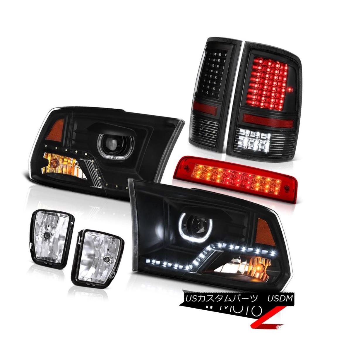 テールライト 13-18 RAM 1500 Black DRL Headlamp Brake Lights Tail Lamps Chrome Fog Lamp SET 13-18 RAM 1500ブラックDRLヘッドランプブレーキライトテールランプクロームフォグランプSET 【並行輸入品】