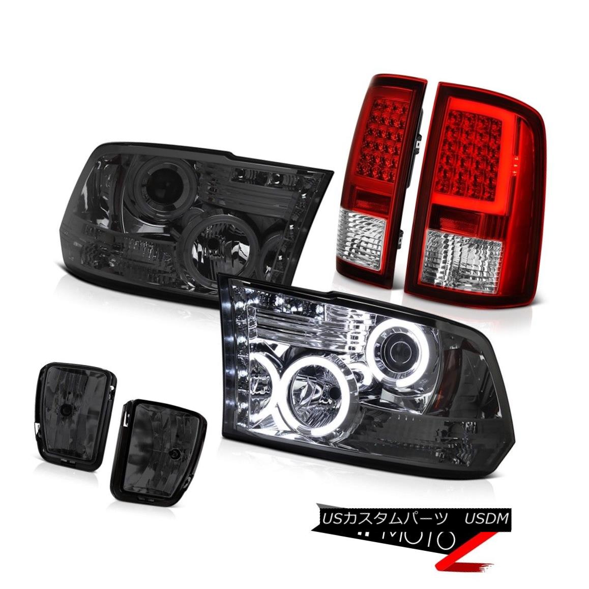 テールライト 13-18 Dodge RAM 1500 Red Tail Lamps Smoked Driving Lamp CCFL Head Light SET PAIR 13-18ドッジRAM 1500レッドテールランプスモークドライビングランプCCFLヘッドライトSET PAIR 【並行輸入品】