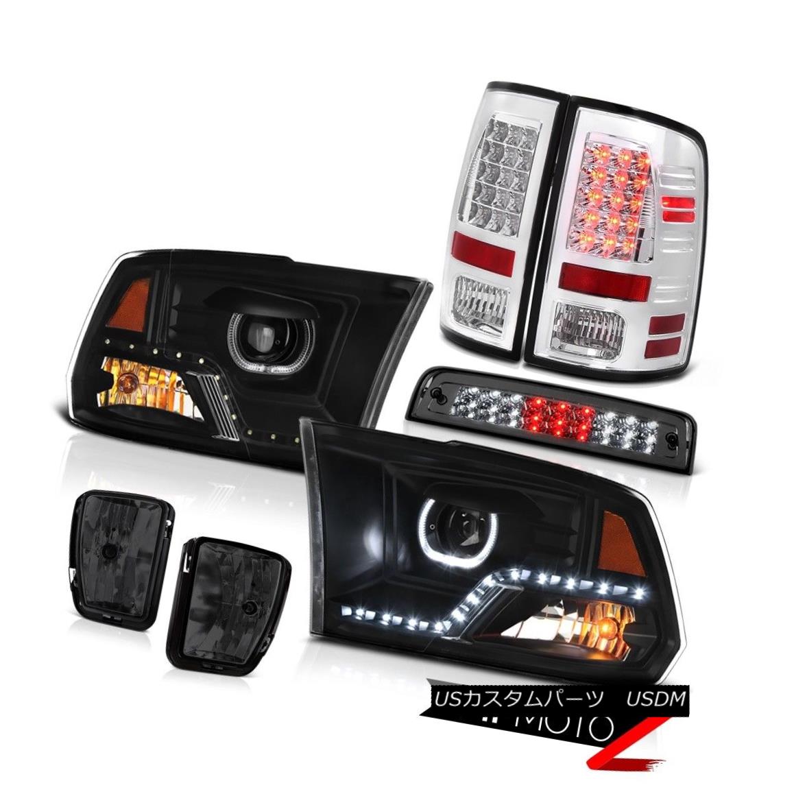 テールライト 2013-2018 RAM 1500 Head Light Smoked Fog Brake Euro Chrome Tail Lights SET PAIR 2013-2018 RAM 1500ヘッドライトスモークフォグブレーキユーロクロムテールライトSET PAIR 【並行輸入品】