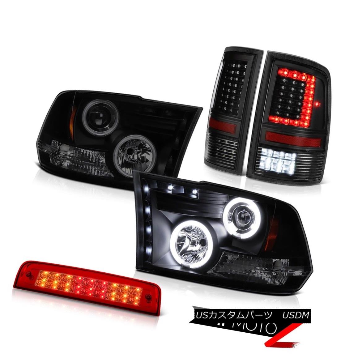 テールライト 09-16 17 18 Dodge RAM 3500 Black Tail Lights Rosso Red Third Brake Headlamps SET 09-16 17 18ダッジRAM 3500ブラックテールライトロッソレッド第3ブレーキヘッドランプSET 【並行輸入品】