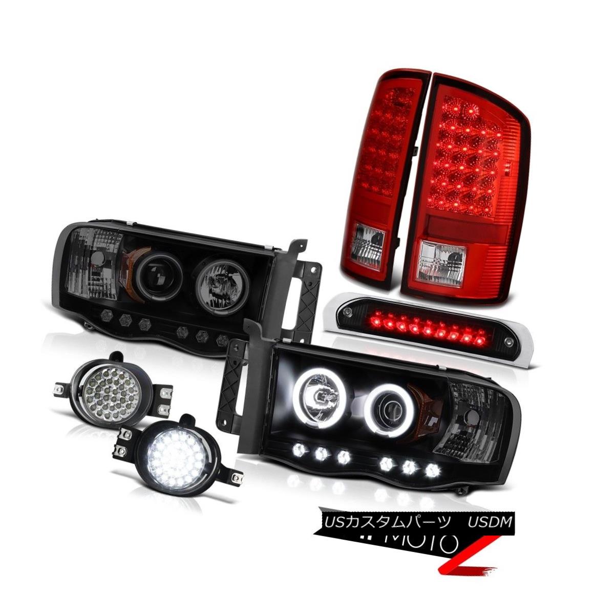テールライト 2002-05 Dodge Ram Angel Eye Headlights Red LED Signal Tail Lights Fog Roof Brake 2002-05ダッジ・ラム・エンジェル・アイヘッドライト赤色LED信号テールライトフォグ・ルーフ・ブレーキ 【並行輸入品】