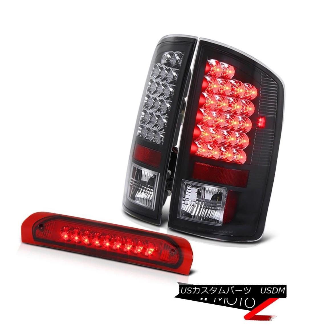 テールライト 02-05 Dodge Ram 1500/2500/3500 Truck Black Led Tail Light+RED LED 3rd Brake Lamp 02-05 Dodge Ram 1500/2500/3500トラックブラックLedテールライト+ RED LED第3ブレーキランプ 【並行輸入品】