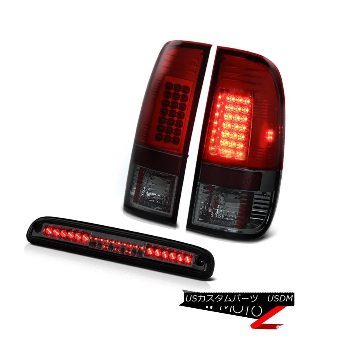 テールライト 1999-2004 F350 XLT Burgundy+Red Tail Light LED Roof Smoke 3rd Brake Light LH+RH 1999-2004 F350 XLTブルゴーニュ+レッドテールライトLEDルーフスモーク第3ブレーキライトLH + RH 【並行輸入品】